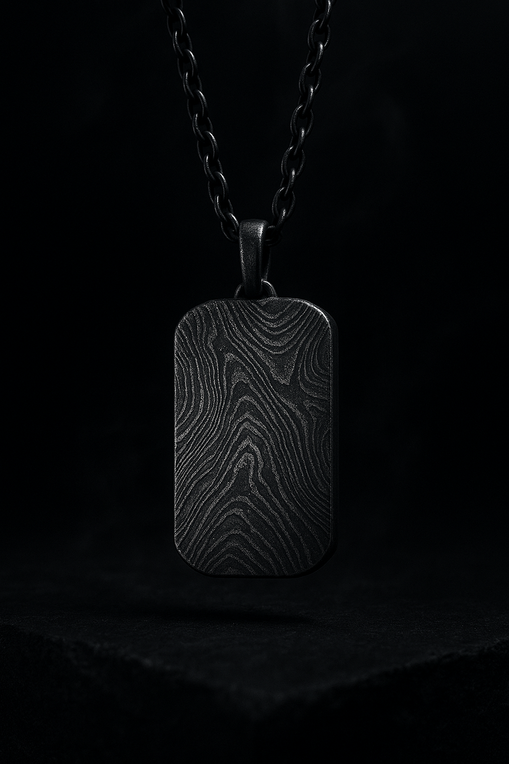 Damascus Dog Tag Pendant