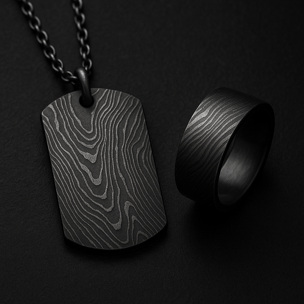 Damascus Pendant Ring Combo